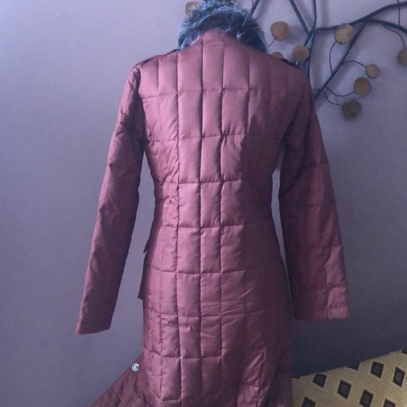 Full Length Down Burgundy Coat Size XS - Picture 2 of 11